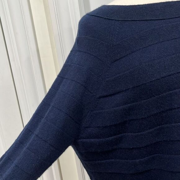 J CASHMERE 100% Pure Cashmere Horizontal Rib Boatneck Raglan Sweater Size Large - Picture 7 of 16